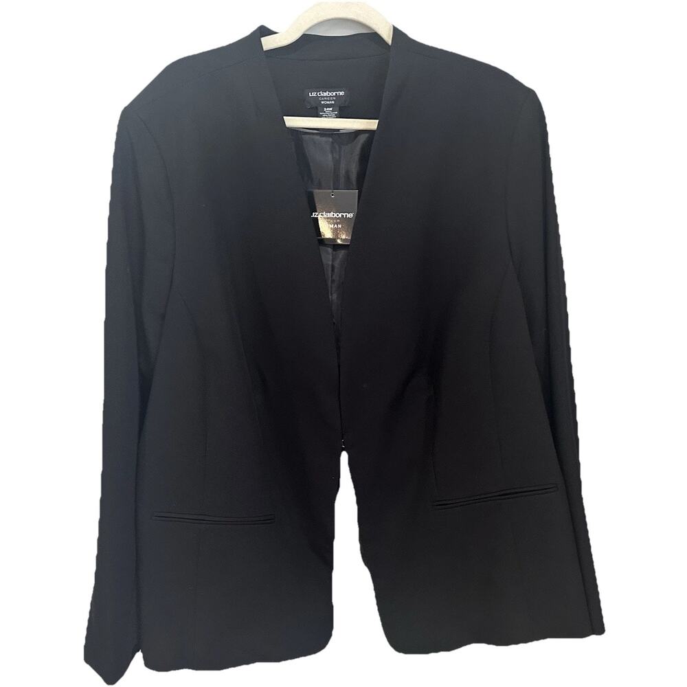 Liz Claiborne Women's Blazer Jacket Size 24 Black Business Career Staple NWT